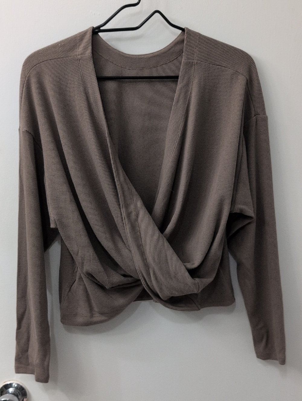 Athleta Twist-Front Long Sleeve Top - Taupe Brown